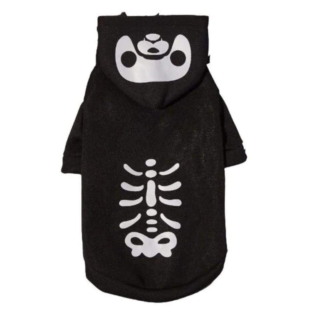 Pet Coat Small Skeleton Hoodie Reflective Black Skull
